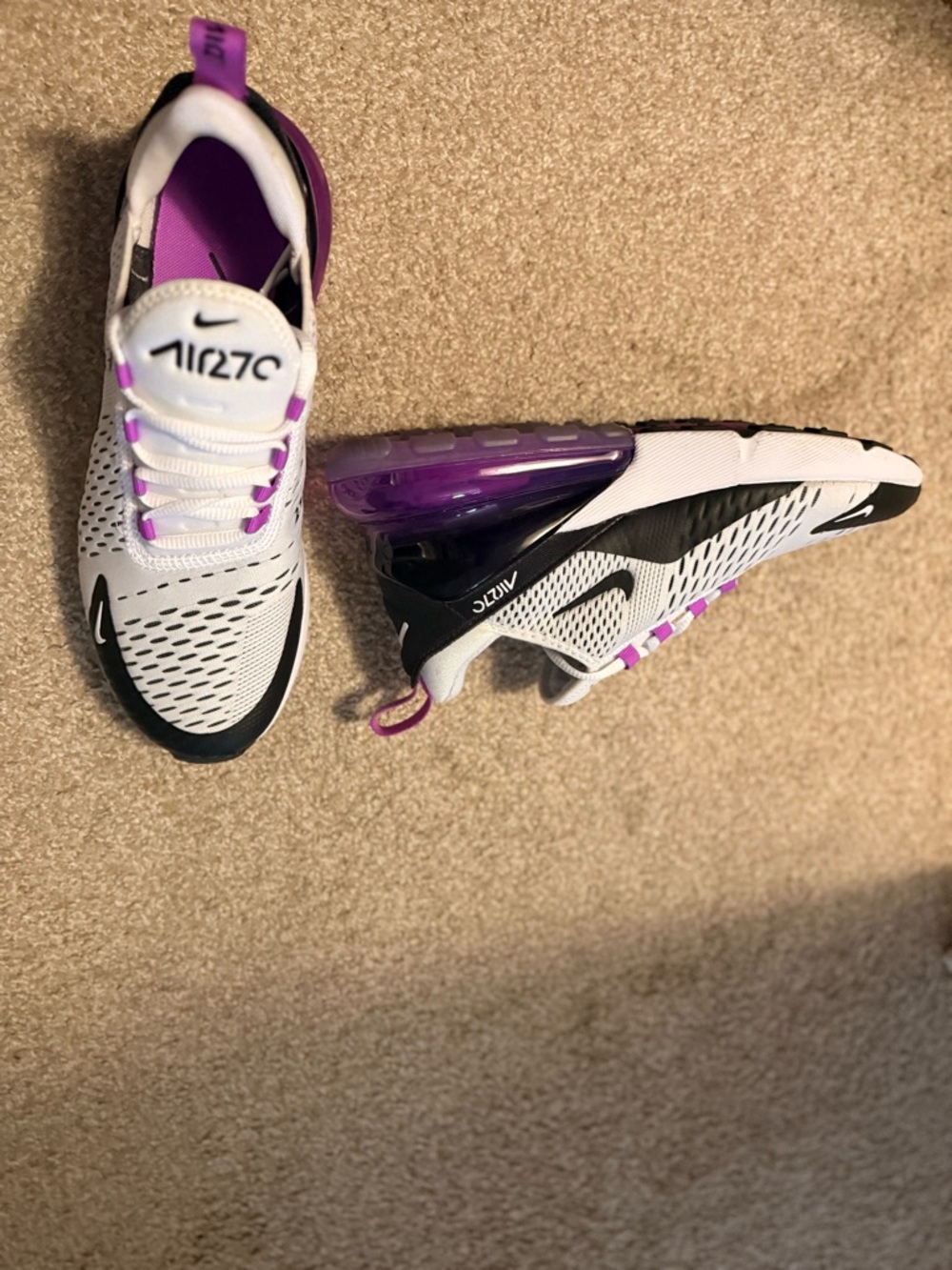 Nike Air Max 270 Women's White & Purple Athletic Sneakers